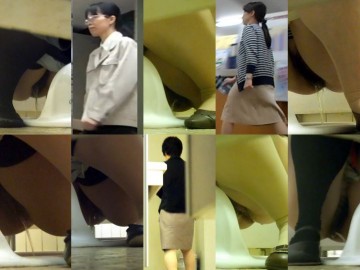 若いOL4名と熟女OL9名　和式トイレ前撮り