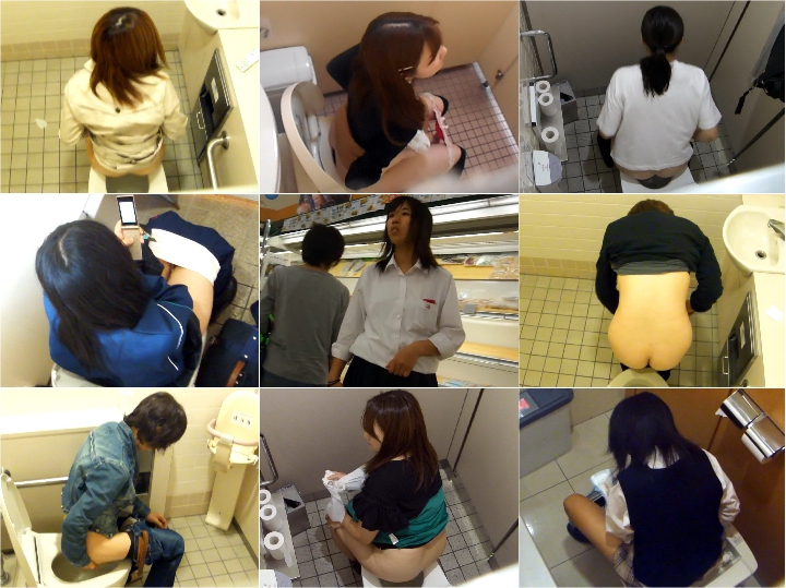 女性の恥ずかしい正面和式トイレ