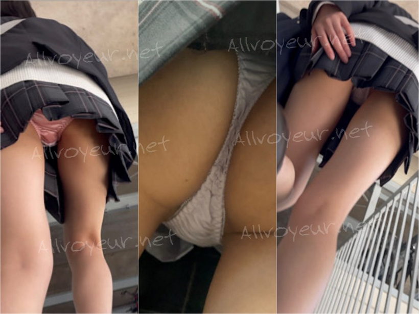 【4日分収録】 可愛いメガネ女子 ！グレーチェック逆さ撮りしました⑦
