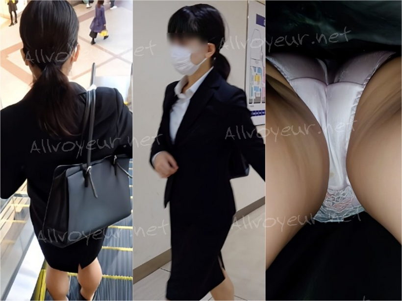 就活生追いかけてたらたまたまエスカレーターに乗ったのでスカート突っ込みで P見ちゃいました