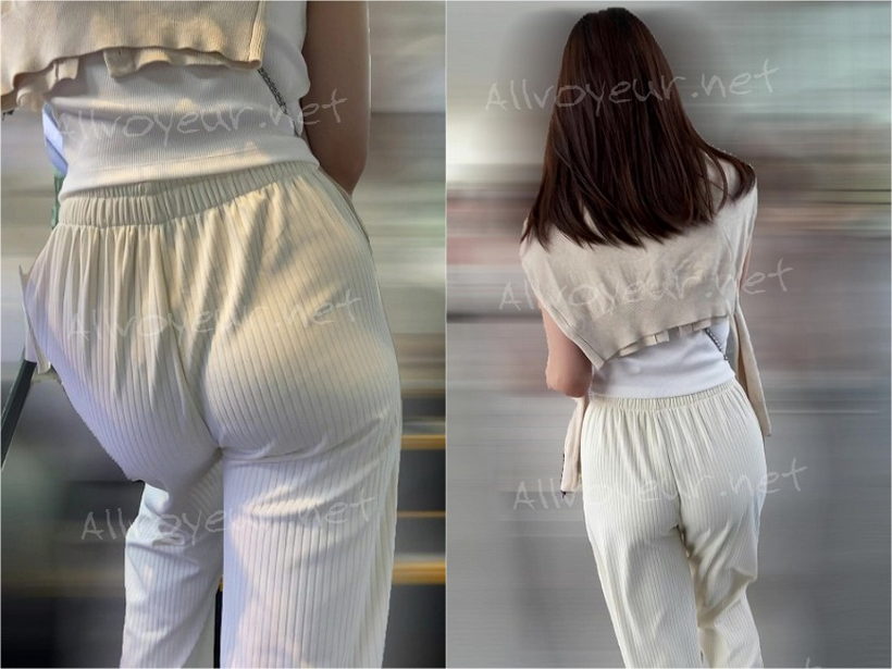 大事なところがポロリ ！！見せパンから純白のパンティーが・・・