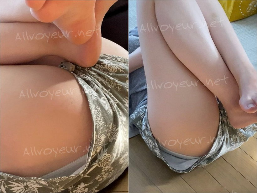 【家庭内盗撮】 妻のいやらしい格好 隙間からパンチラ