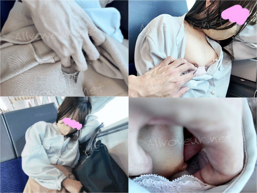 【電車痴かん】 おっぱい触りまくられ怯える美人 OL