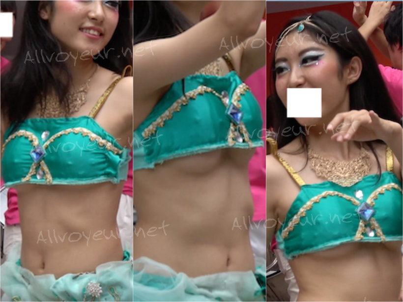 可愛いダンサーちゃんのブラ衣装が徐々にずり上がり 、下乳ハミのハプニング♪