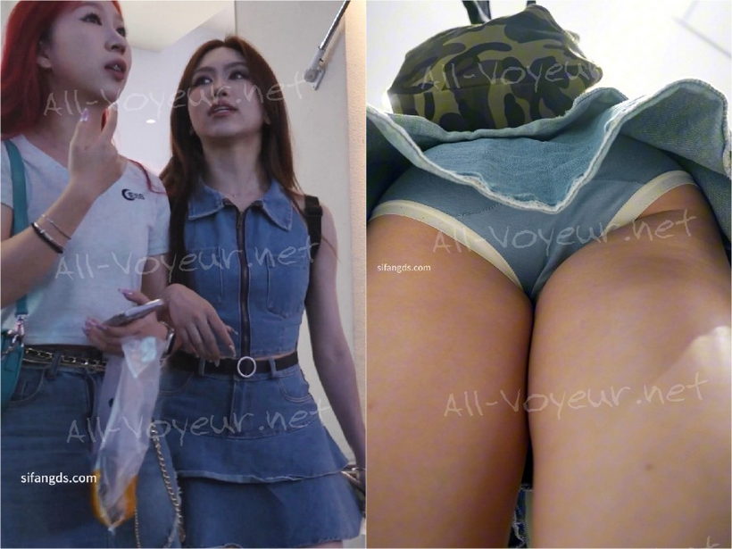 (BC-AA-370)牛仔百褶裙美女和同伴逛街..无痕蓝内镜头前弯腰[某房原版]