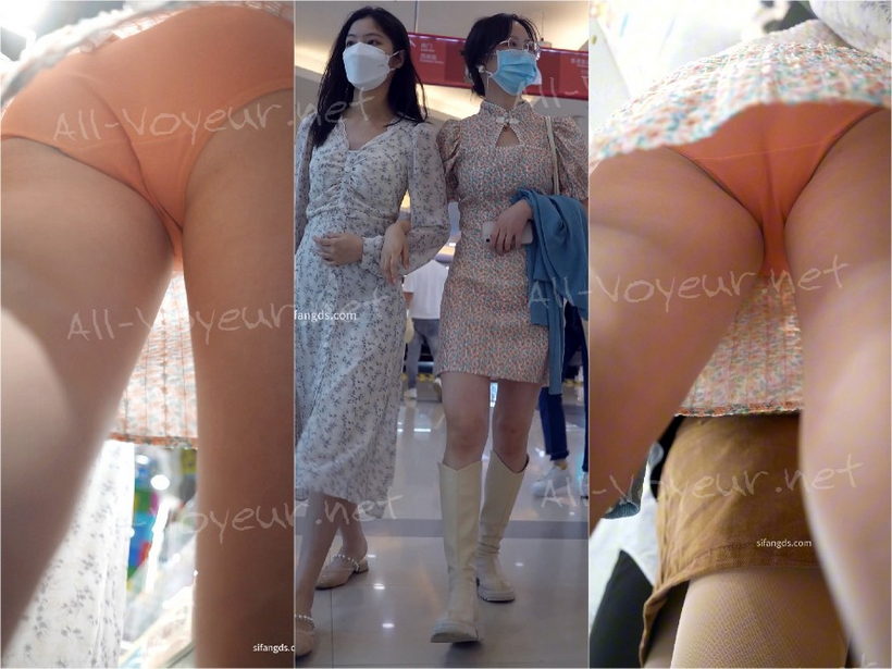 (BC-AA-370)牛仔百褶裙美女和同伴逛街..无痕蓝内镜头前弯腰[某房原版]