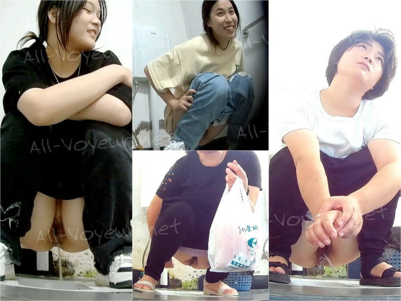 【セリフ付きトイレ撮影】黒服の女の子は生理が来たばかりなのに生理用ナプキンを持ってこなかった 2V