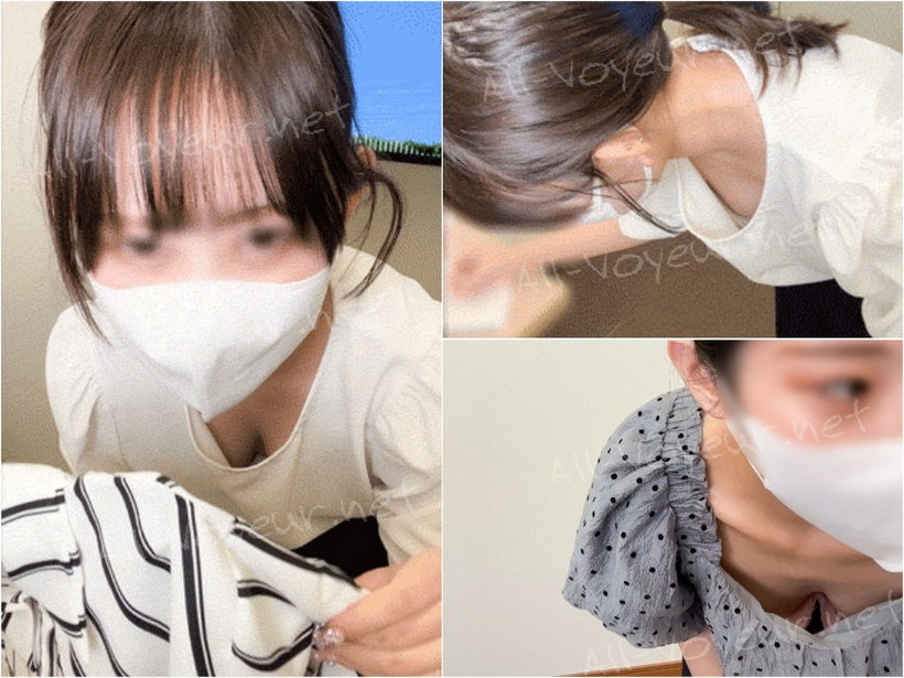 [配信胸ちらハプニング33]前屈み胸ちら/極秘入手(アパレル店員ロープレ)2名分