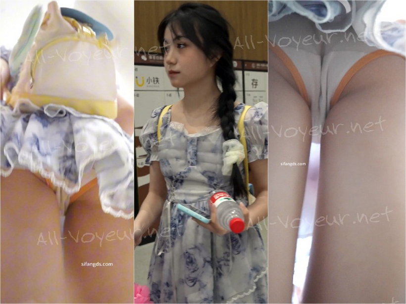 （BC-AA-443）花裙小姐姐上扶梯被CD..橙边白内贴脸拍[某房原版]