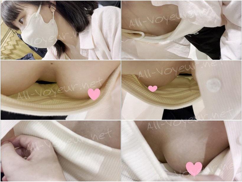 店員チラ☆再登場！またまたゆる〜い服から乳首を撮影され、おっぱい触られちゃう大人しい店員さん！