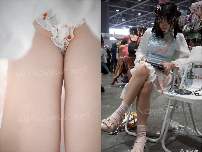 【xxn-233】红色国风lo裙美女逛街..超薄白丝配蓝白格子内裤[某房原版]