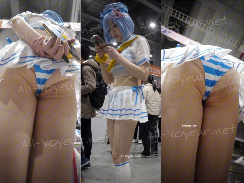制服JKダブルポニーテール娘。お買い物中CD白い下着姿