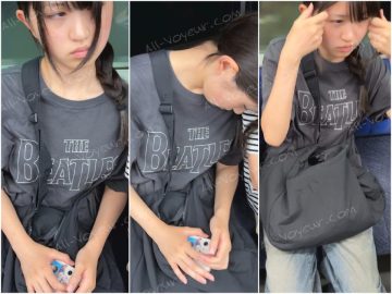 【推定B~Cカップ4】三つ編みが可愛い女子！オシャレな古着Tシャツの乳膨らみ撮影！