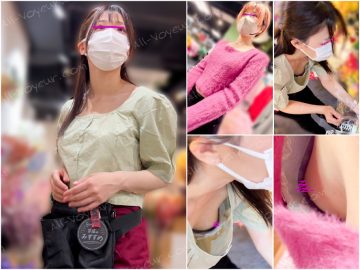 【店員さん胸チラB地区㊽】S級美女店員さんの胸チラ！Eカップ観葉植物店員さん・Cカップ古着屋店員