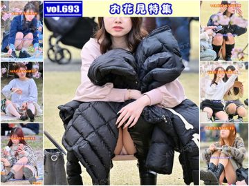 vol.693：お花見特集：ピンクのタイトニットワンピを着たモデルさんの光沢のあるピンクレースの生Ｐ！他、多数収録！