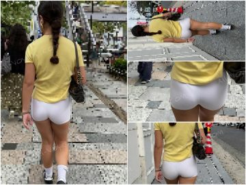プリプリの桃尻から透けるTバックのPライン
